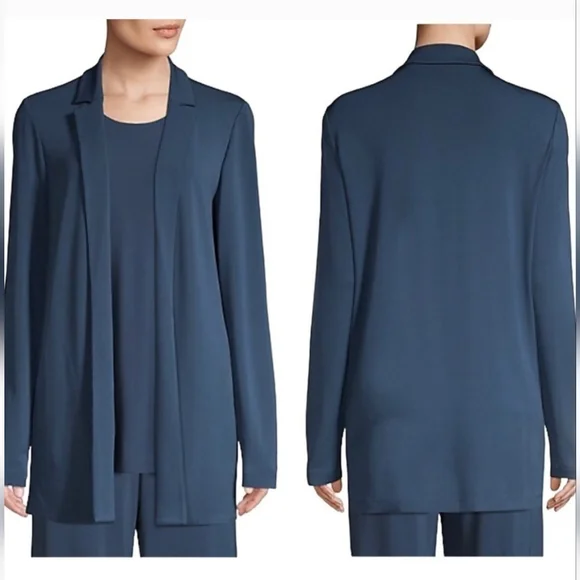 Lafayette 148 Women’s Rainey Matte Jersey Open Front Blazer–Rust Orange–Size L - Picture 11 of 11